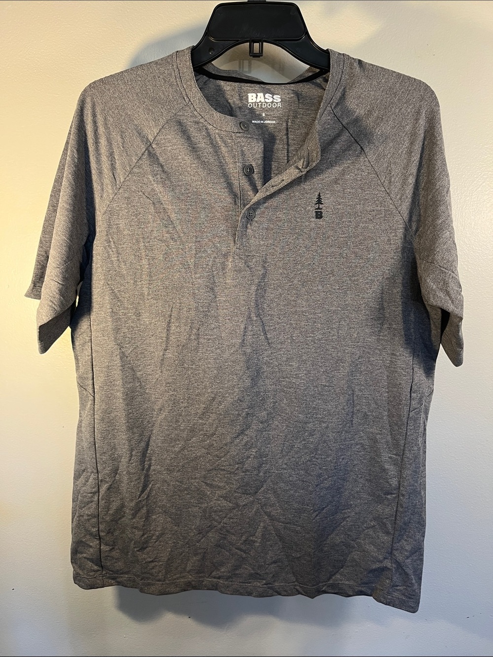 BASS Outdoor Men's Grey Short-Sleeve Henley Polo